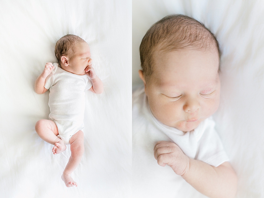 Two images of a newborn taken at home